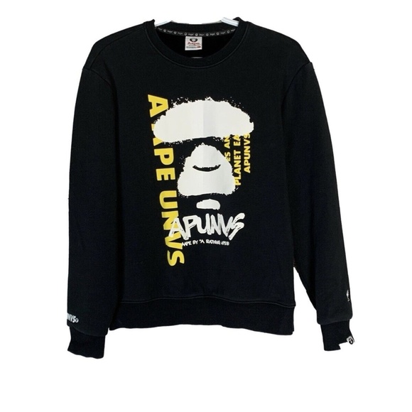 AAPE by A Bathing Ape Crew Neck Sweatshirt Black - Picture 1 of 10